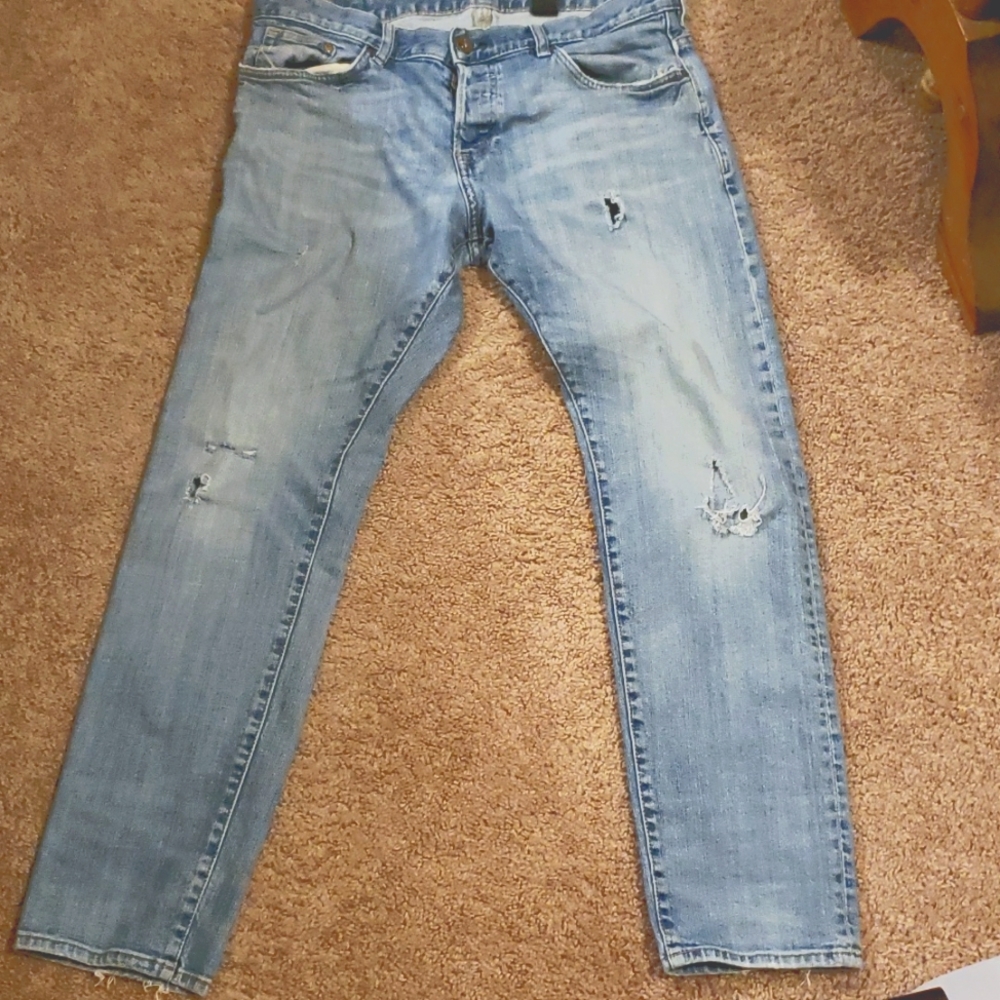 Men's &Denim Button-down distressed Jeans